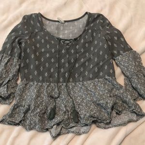 Cute Army Green Ruffled Shirt! $15